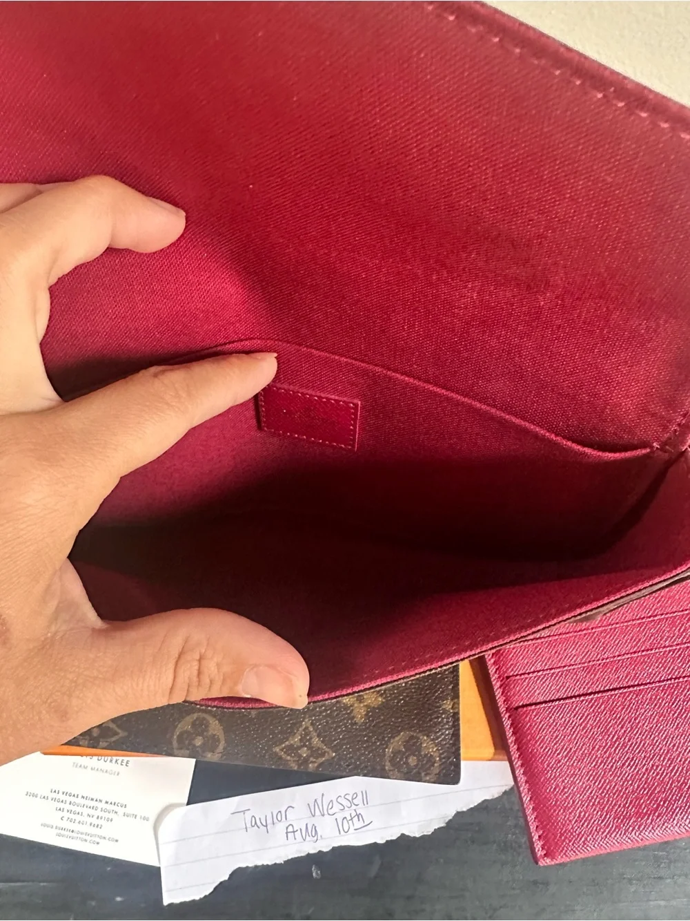 Louis Vuitton Brown Monogram Canvas Crossbody Pochette with Fuchsia Insert